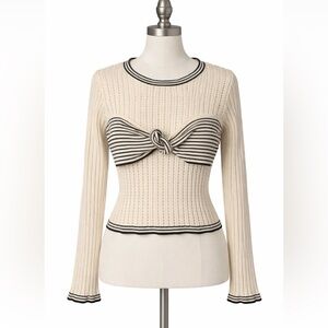 Coquette Bow Sweater Cream Ribbed Balletcore Preppy Y2K LC Lauren Conrad